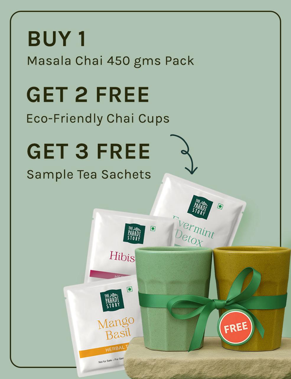 Masala Chai Pack of 450g (Get 2 Cups & 3 Tea Samples for Free)