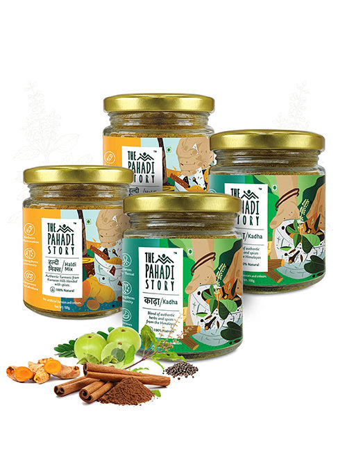 Kadha + Haldi Mix Combo | Pack of 4 - The Pahadi Story 