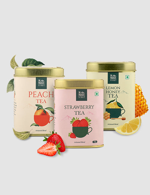 Strawberry, Peach, and Lemon Honey Green Tea Trio